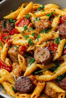 A delicious plate of Cajun Sausage Pasta with colorful ingredients