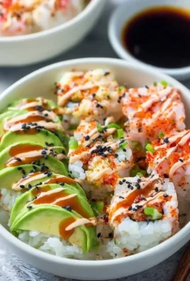 Delicious California Roll Sushi Bowl with fresh ingredients and sushi toppings