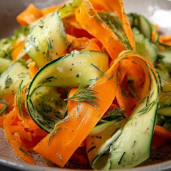 Fresh Carrot & Cucumber Ribbon Salad with vibrant colors and healthy ingredients