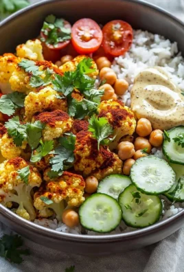 Delicious Cauliflower Shawarma Bowls with fresh toppings and spices