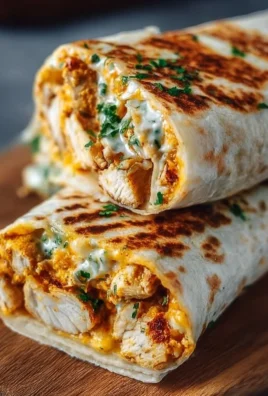 Cheesy garlic chicken wraps served on a plate with fresh vegetables