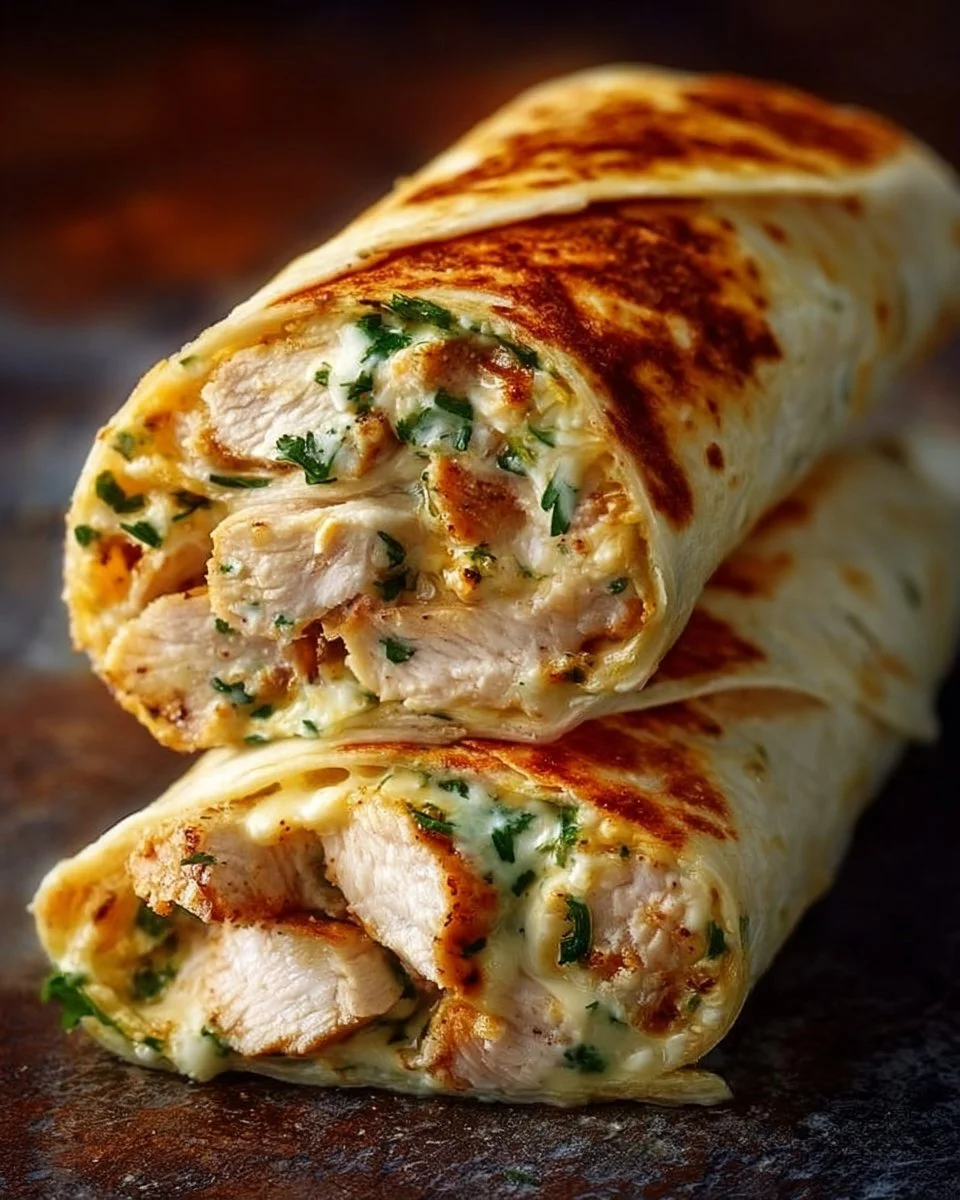 Cheesy Garlic Chicken Wraps