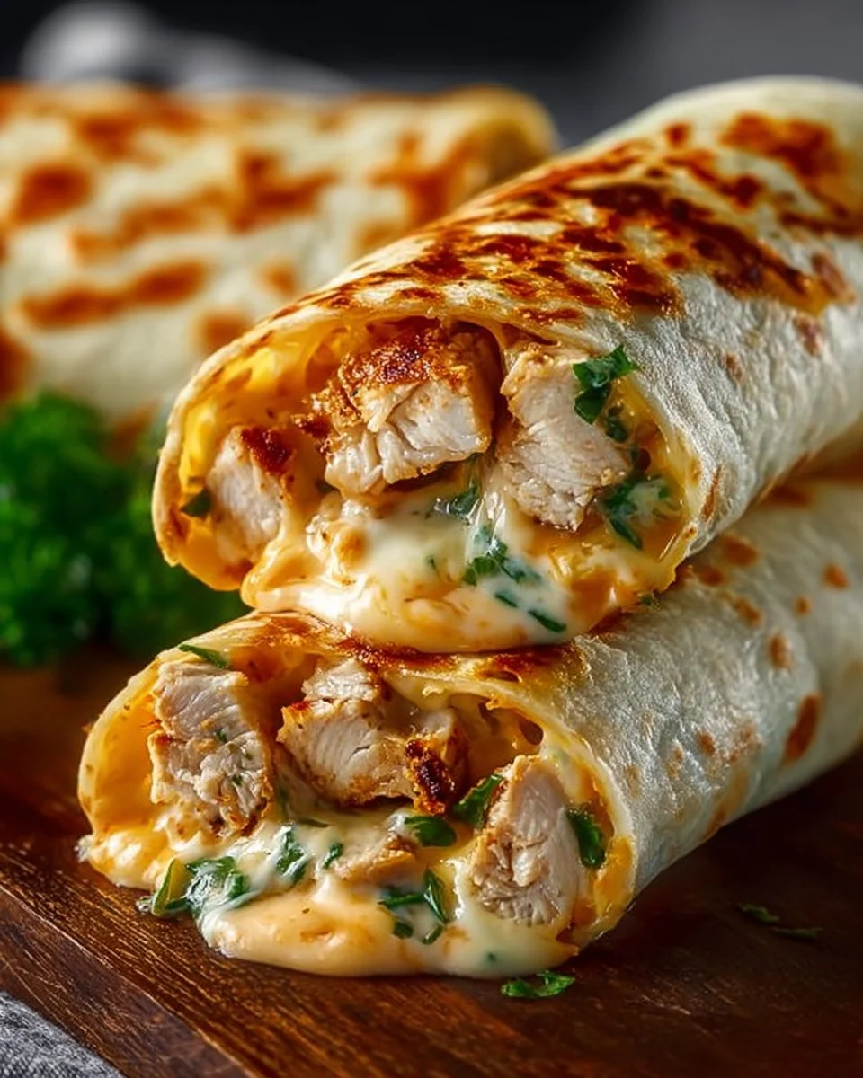Cheesy Garlic Chicken Wraps