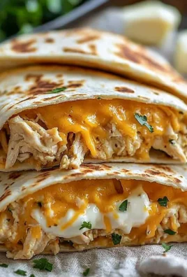 Cheesy garlic chicken wraps on a wooden cutting board, garnished with herbs