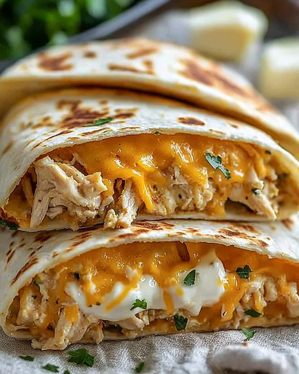 Cheesy Garlic Chicken Wraps