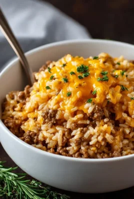 Cheesy Ground Beef and Rice Casserole served in a baking dish