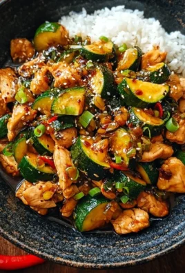 Delicious chicken zucchini stir fry served in a colorful dish.