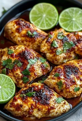 Delicious plate of Chili Lime Chicken garnished with fresh herbs and lime wedges.
