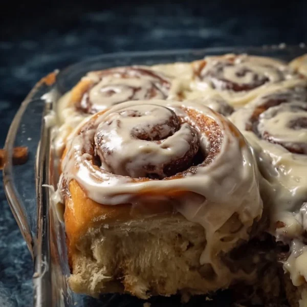 Freshly baked cinnamon rolls with decadent brown butter frosting