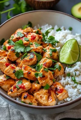 Delicious Coconut Chicken Rice Bowl garnished with fresh herbs and served in a bowl