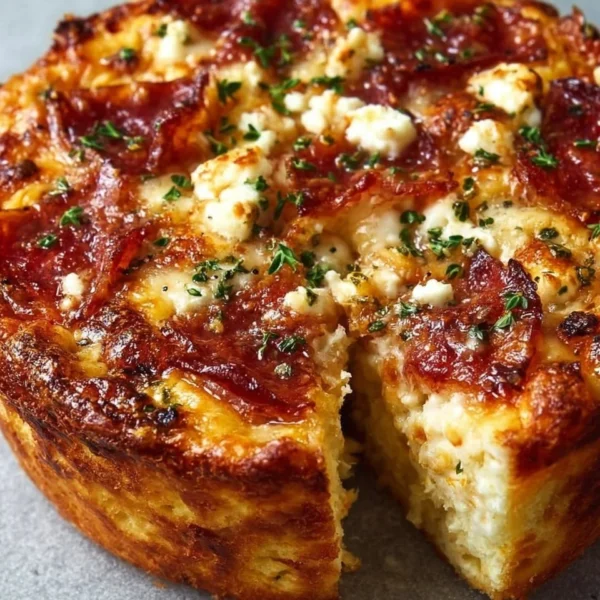 Cottage cheese pizza bowl with fresh toppings and cheese