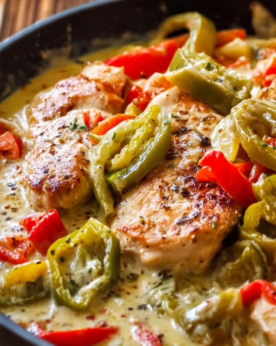 Creamy Banana Pepper Chicken Skillet