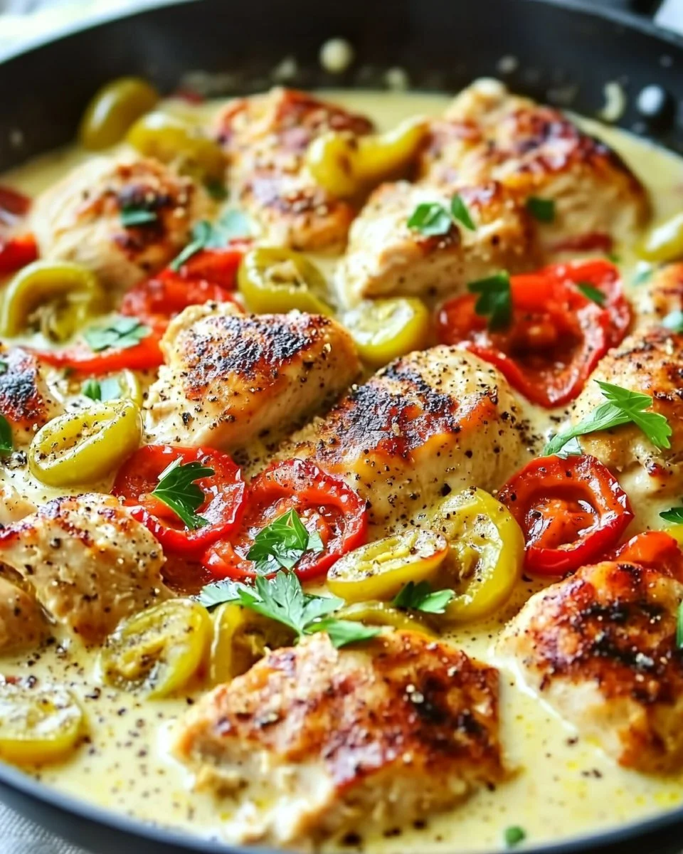 Creamy Banana Pepper Chicken Skillet