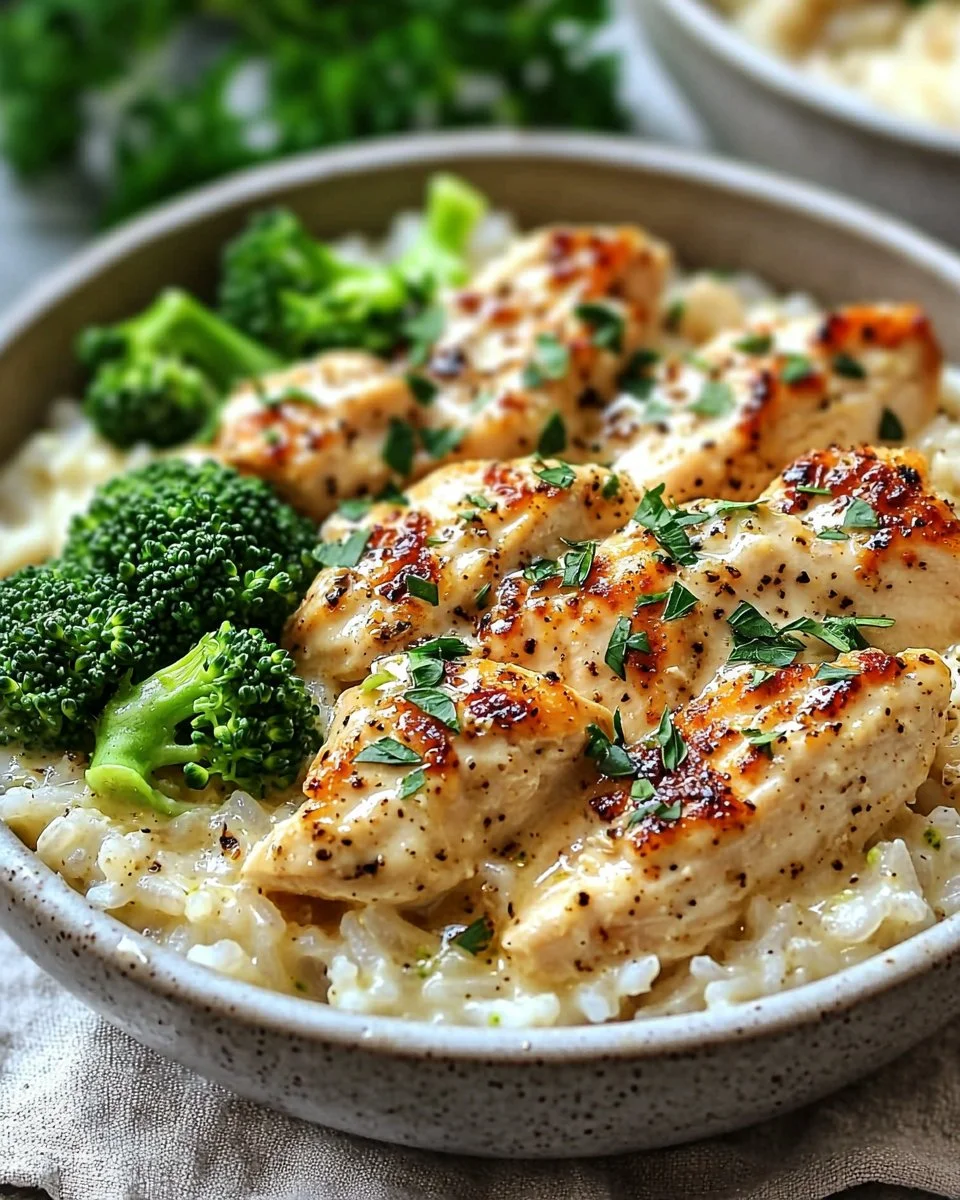 Creamy Garlic Chicken Rice Bowls