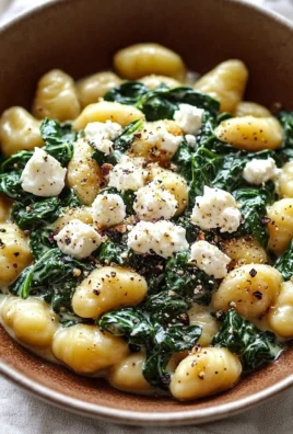 Creamy gnocchi dish with spinach and feta cheese