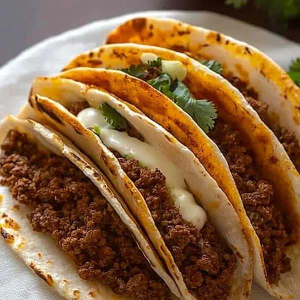 Delicious crispy ground beef tacos topped with fresh ingredients