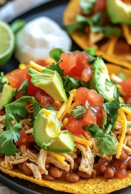 Crispy rotisserie chicken tostadas topped with fresh ingredients