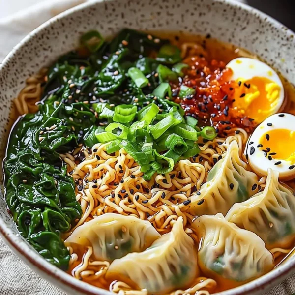 Dumpling Ramen Bowl with delicious broth and fresh ingredients