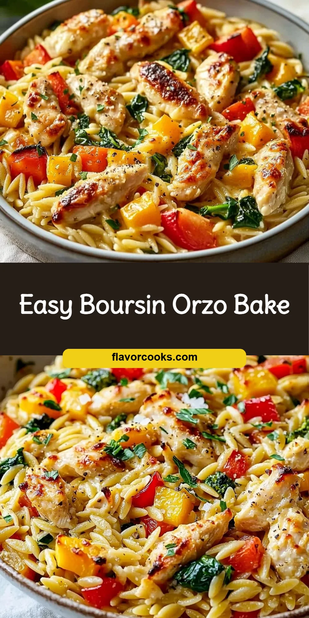 Easy Boursin Orzo Bake