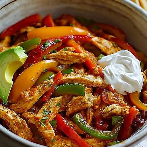 Delicious crockpot chicken fajitas served with fresh vegetables and tortillas.
