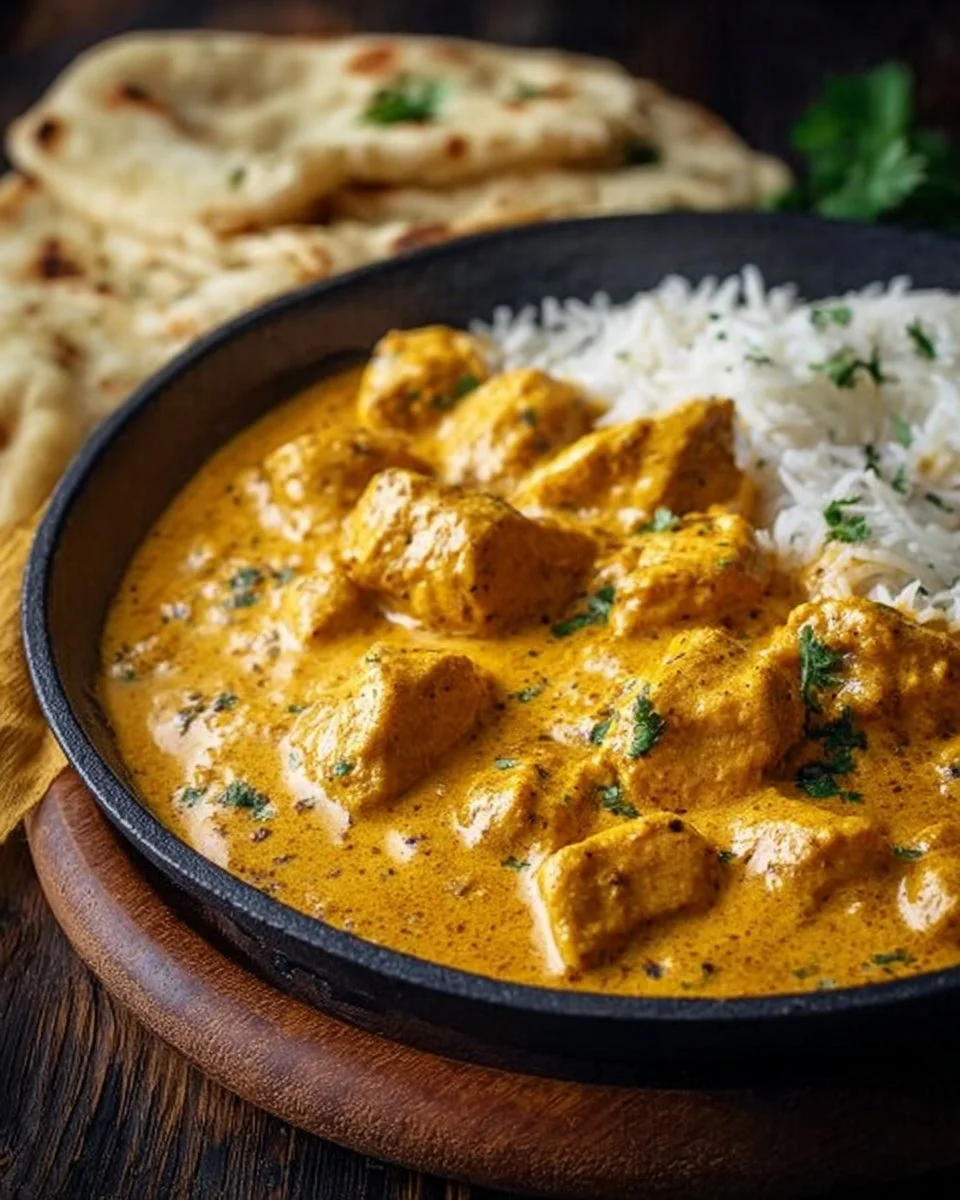Easy Homemade Chicken Korma with Flatbread or Rice