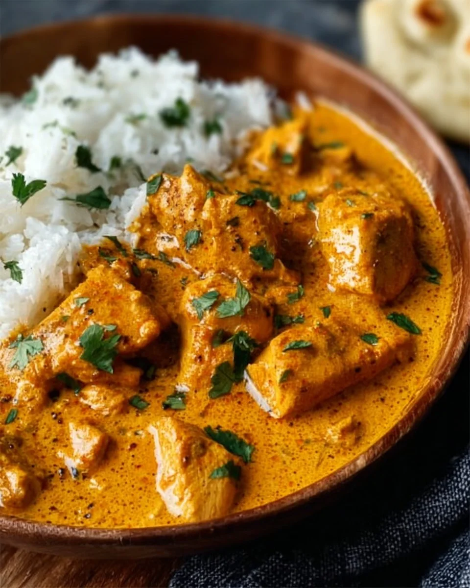 Easy Homemade Chicken Korma with Flatbread or Rice