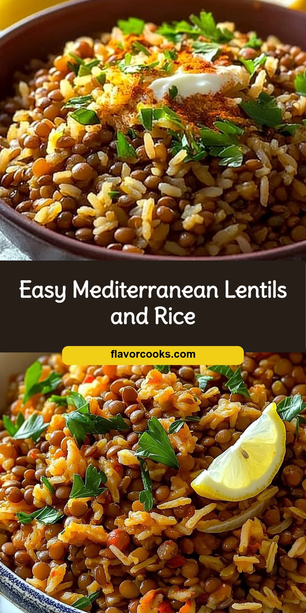 Easy Mediterranean Lentils and Rice