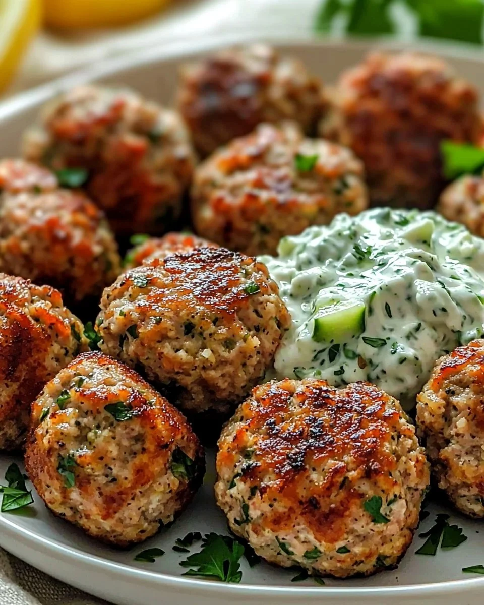 Greek Turkey Meatballs with Tzatziki