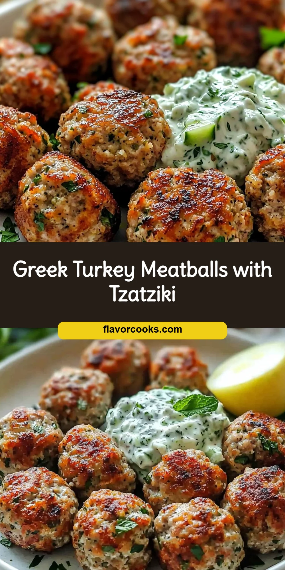 Greek Turkey Meatballs with Tzatziki