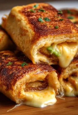Golden-brown grilled cheese roll ups stacked on a plate