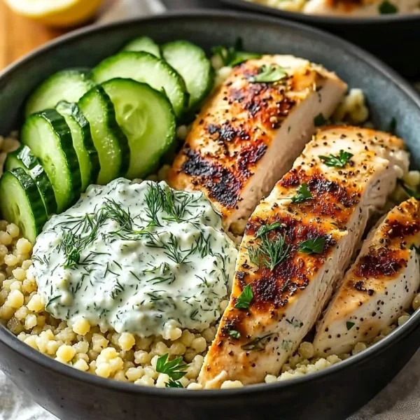 Herbed Chicken and Couscous Bowls with Tzatziki