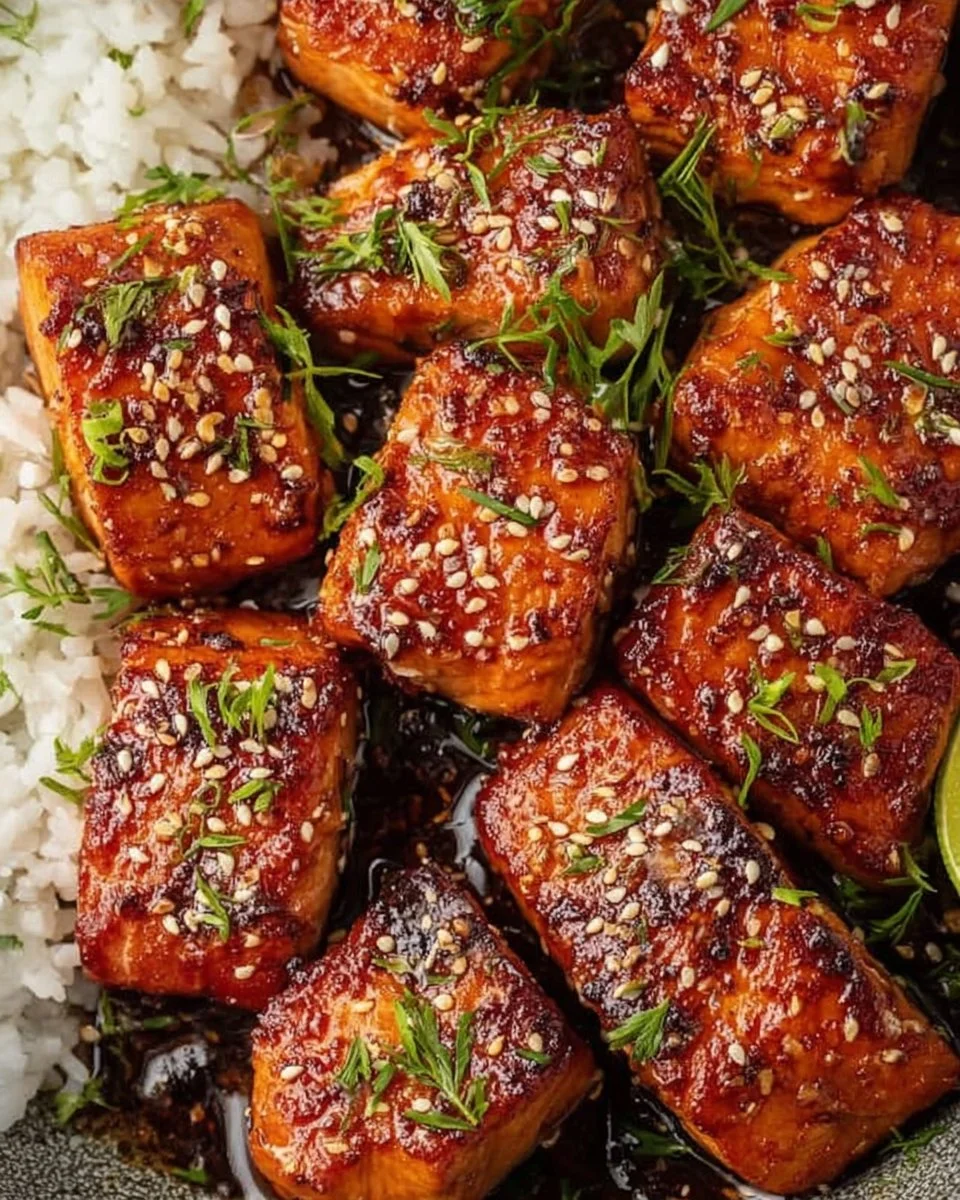 Honey Garlic Salmon Bites