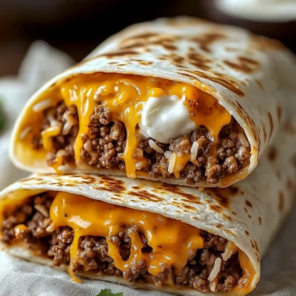Easy grilled cheese burrito with melted cheese wrapped in a soft tortilla