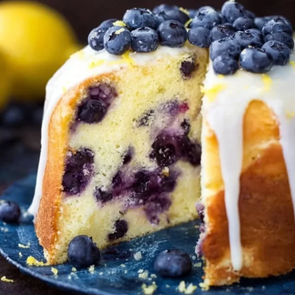 Delicious Lemon Blueberry Cake with fresh blueberries and lemon zest