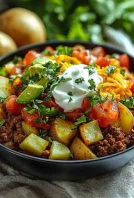Loaded Potato Taco Bowl topped with fresh ingredients and spices
