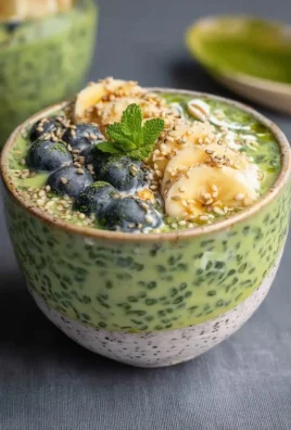 Bowl of matcha overnight oats topped with fruits and nuts