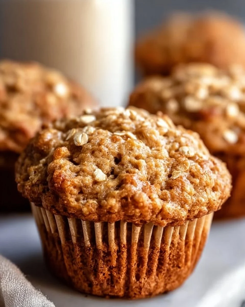 Moist applesauce oatmeal muffins baked and ready to enjoy