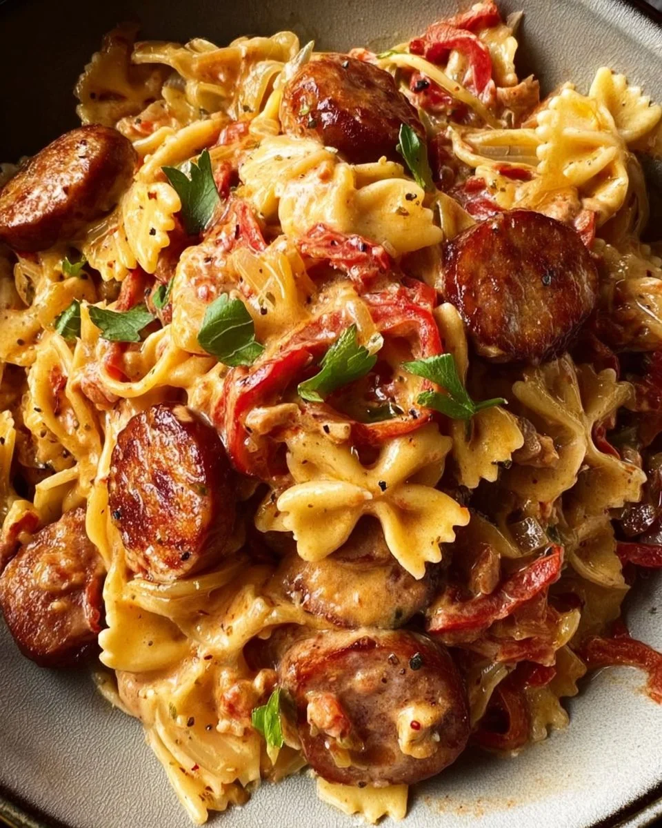 One Pot Creamy Cajun Sausage Pasta