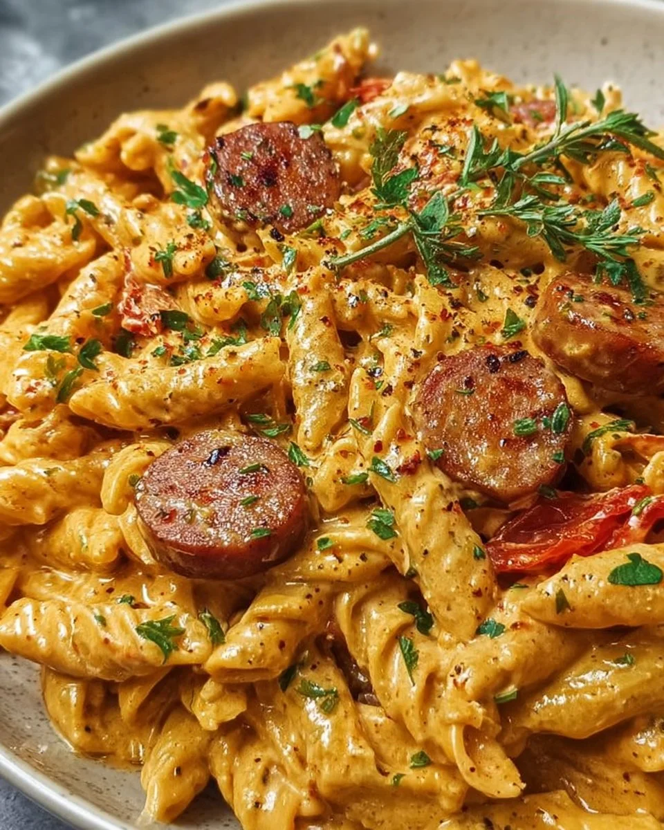 One-Pot Creamy Spicy Cajun Sausage Pasta