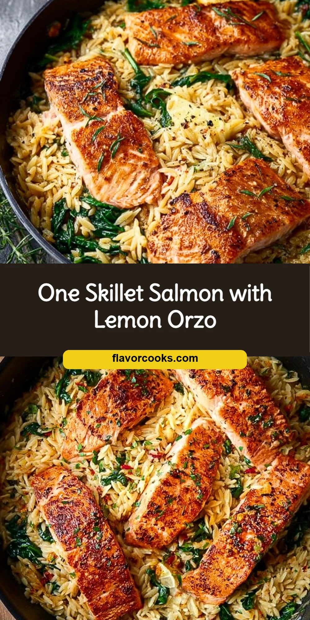 One Skillet Salmon with Lemon Orzo