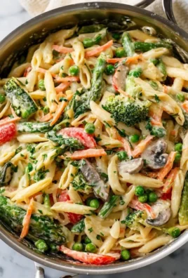 Colorful Pasta Primavera with a variety of fresh vegetables