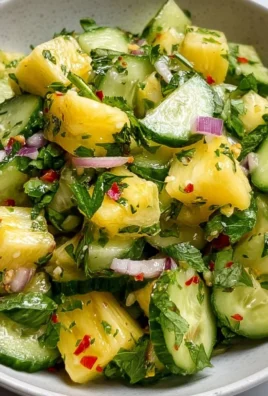 Delicious pineapple cucumber salad with fresh ingredients