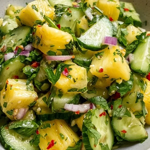 Delicious pineapple cucumber salad with fresh ingredients