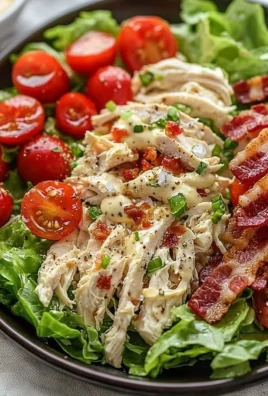 Delicious BLT chicken salad with crispy bacon, fresh lettuce, and juicy chicken