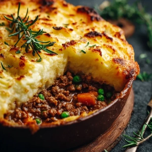 Delicious homemade Shepherd's Pie with meat and mashed potatoes