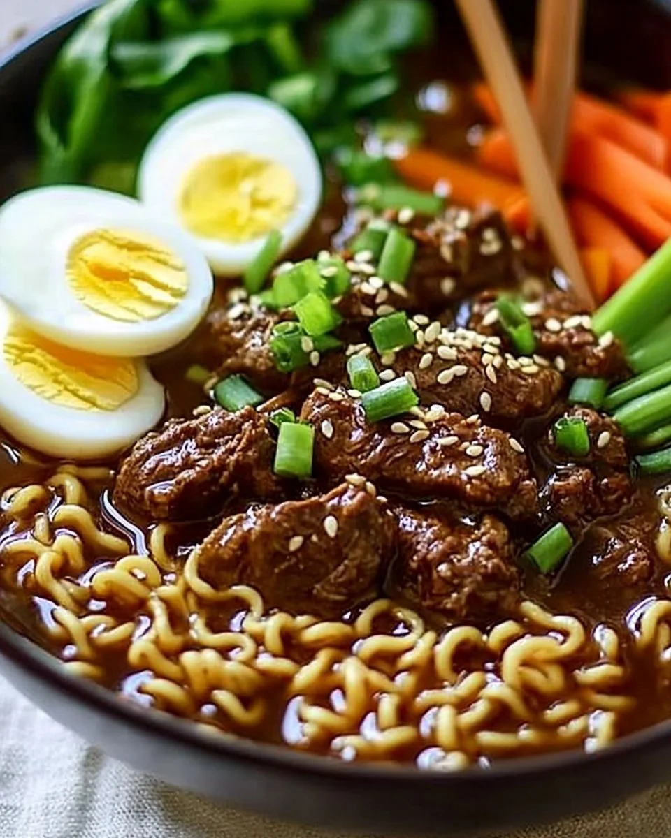 Slow Cooker Beef Ramen Noodles
