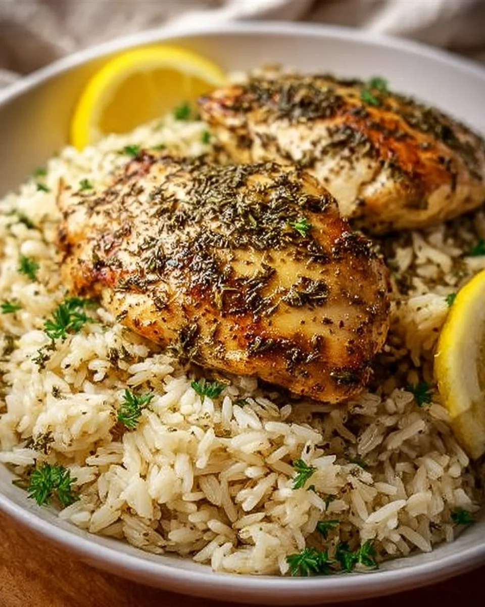 Slow Cooker Lemon Herb Chicken and Rice