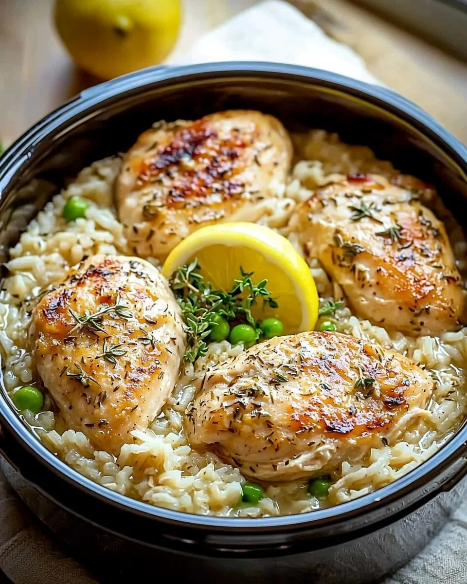 Slow Cooker Lemon Herb Chicken and Rice