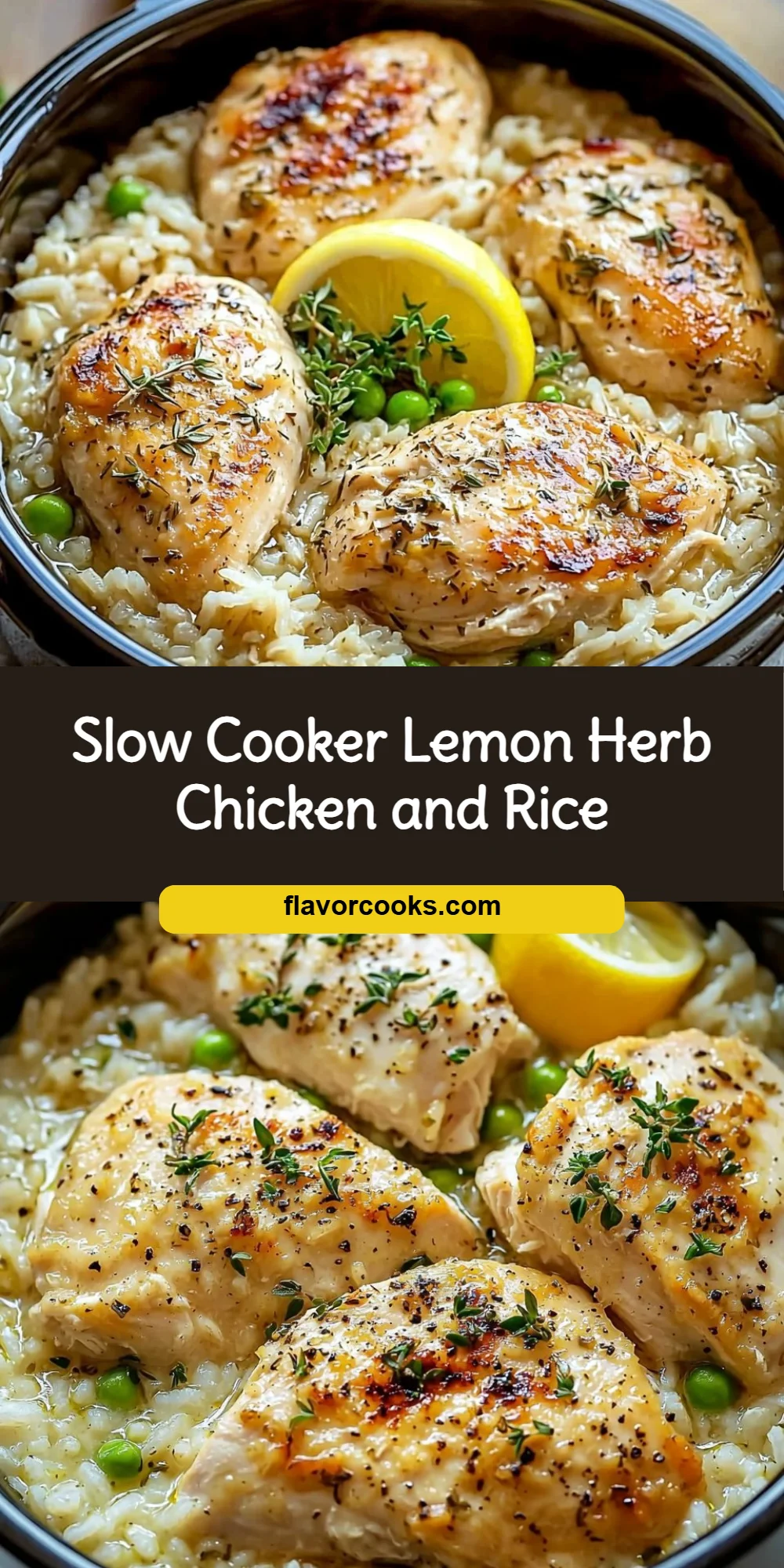 Slow Cooker Lemon Herb Chicken and Rice