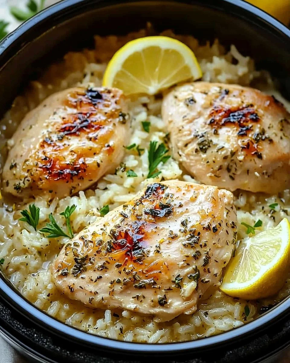 Slow Cooker Lemon Herb Chicken and Rice